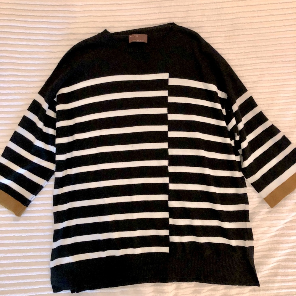 Kerisma Black and White Striped 3/4 sleeved sweater